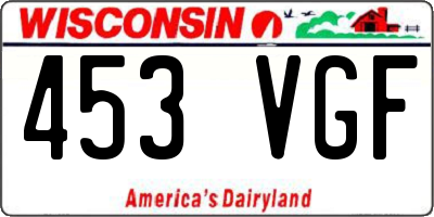 WI license plate 453VGF
