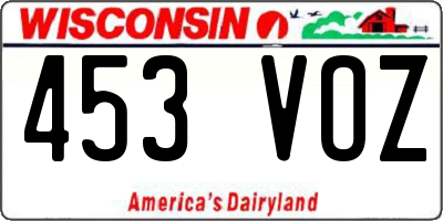 WI license plate 453VOZ