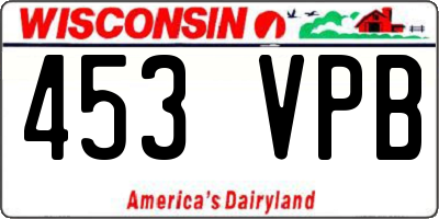WI license plate 453VPB