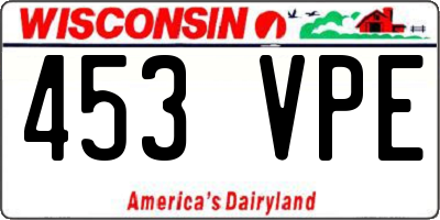 WI license plate 453VPE
