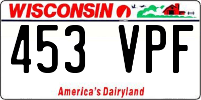 WI license plate 453VPF