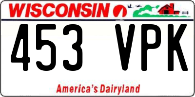 WI license plate 453VPK
