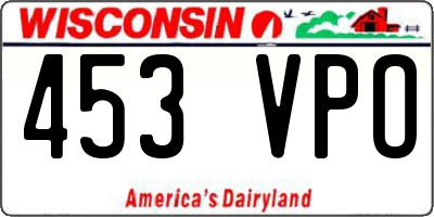 WI license plate 453VPO
