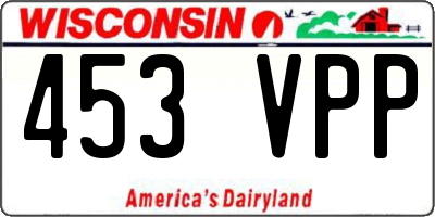 WI license plate 453VPP