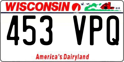 WI license plate 453VPQ