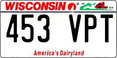 WI license plate 453VPT
