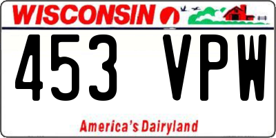 WI license plate 453VPW