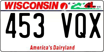 WI license plate 453VQX