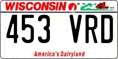 WI license plate 453VRD