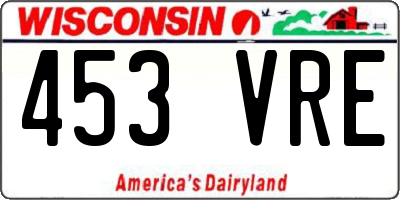 WI license plate 453VRE
