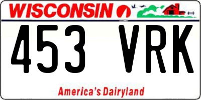 WI license plate 453VRK