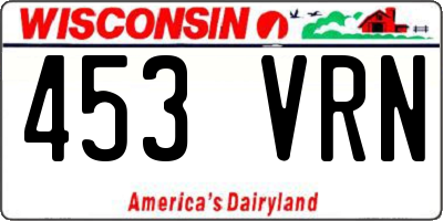 WI license plate 453VRN