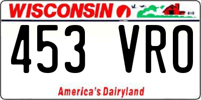 WI license plate 453VRO