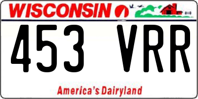 WI license plate 453VRR