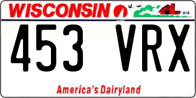 WI license plate 453VRX