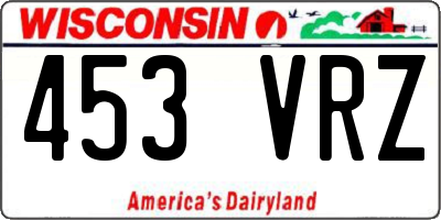 WI license plate 453VRZ