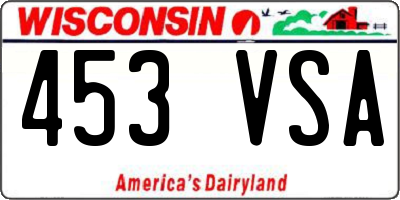 WI license plate 453VSA