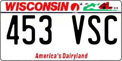 WI license plate 453VSC