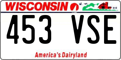 WI license plate 453VSE