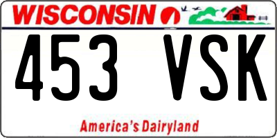 WI license plate 453VSK