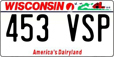 WI license plate 453VSP