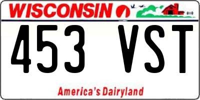 WI license plate 453VST