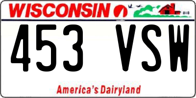 WI license plate 453VSW