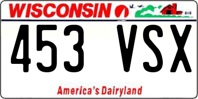 WI license plate 453VSX