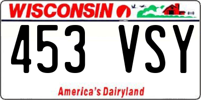 WI license plate 453VSY