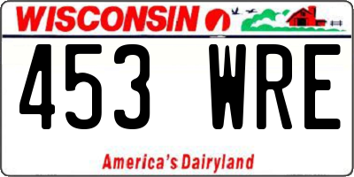 WI license plate 453WRE