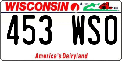 WI license plate 453WSO