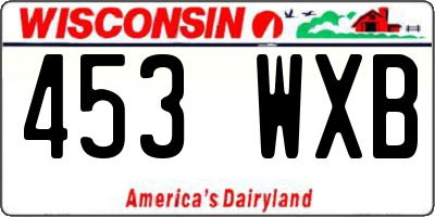 WI license plate 453WXB