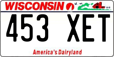WI license plate 453XET