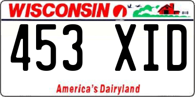 WI license plate 453XID
