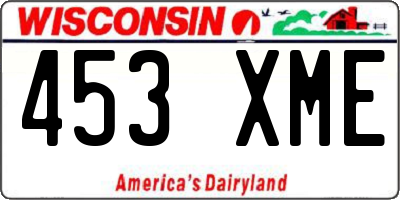 WI license plate 453XME