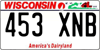 WI license plate 453XNB