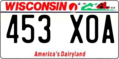 WI license plate 453XOA
