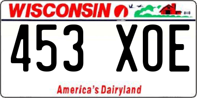 WI license plate 453XOE