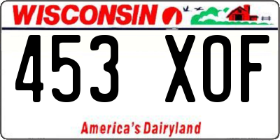 WI license plate 453XOF