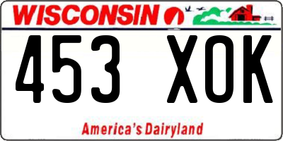 WI license plate 453XOK