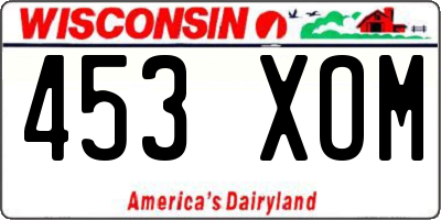 WI license plate 453XOM
