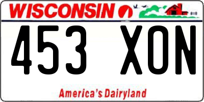WI license plate 453XON