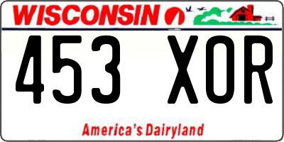 WI license plate 453XOR