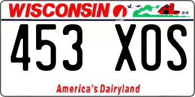 WI license plate 453XOS