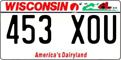 WI license plate 453XOU