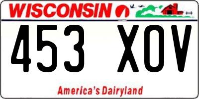 WI license plate 453XOV