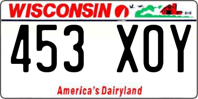 WI license plate 453XOY