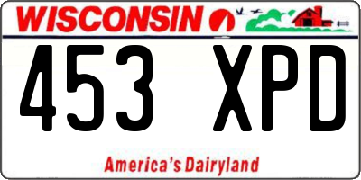 WI license plate 453XPD