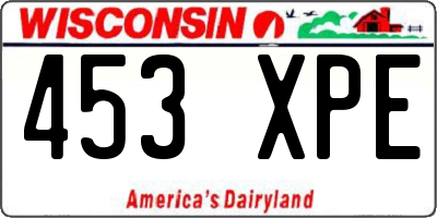WI license plate 453XPE