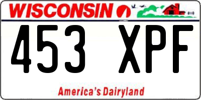 WI license plate 453XPF